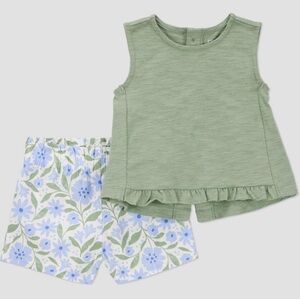 Carter's Green and Blue Floral Kids Matching Set